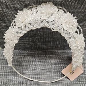Pearl Beaded White Bridal Headpiece